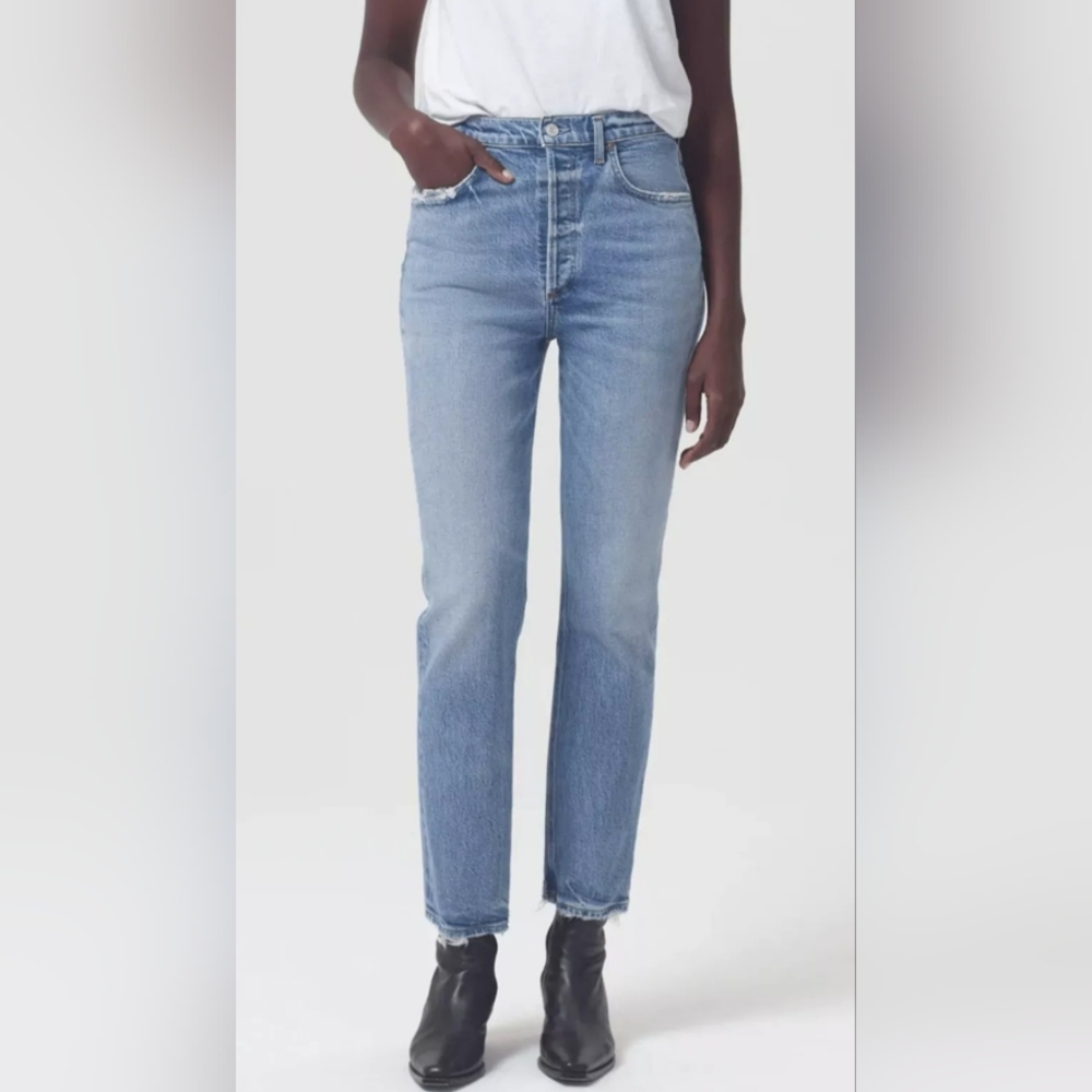Agolde RILEY HIGH RISE STRAIGHT CROP Button Fly Size 24 NWT